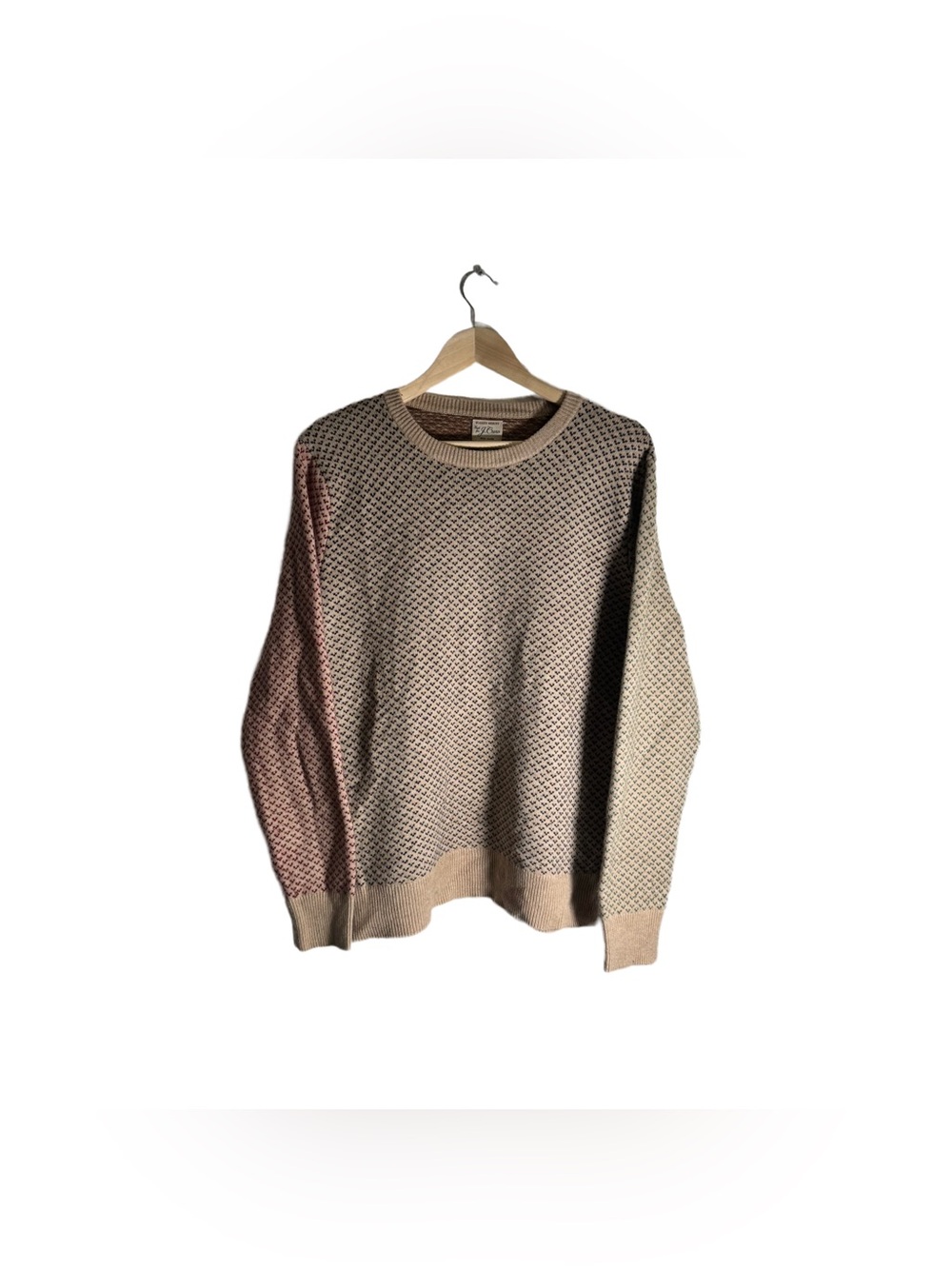 J. Crew Rugged Merino Wool Blend Sweater Men's Large Birds Eye Knit Crewneck - Picture 2 of 6